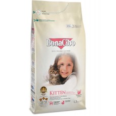 Сухой корм BonaCibo Kitten для котят всех пород, курица/анчоусы/рис, 1.5 кг